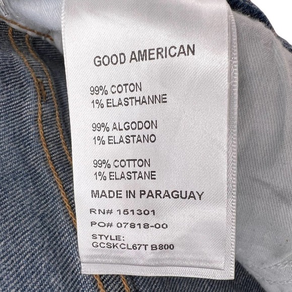 Good American Good Curve Crop Skinny Blue Distressed High Rise Denim Jean 6 / 28 - Picture 8 of 9